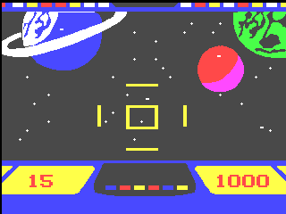 Cosmic Conflict! (Videopac+ G7400) screenshot: Game start: The background graphics are exclusive for the Videopac+.