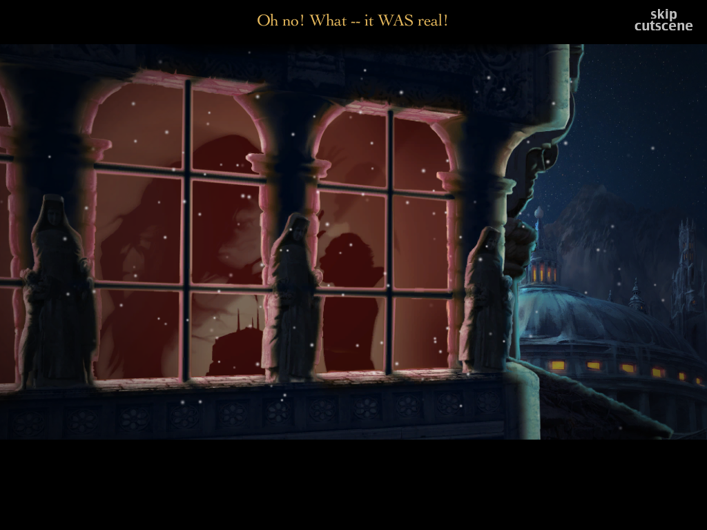 Theatre of the Absurd (Windows) screenshot: Mrs Frost is a demonology expert who is invited, by Dr Corvus to inspect the Hapsburg Cube. She says it is a fake and in a fit of rage the owner shatters it. Big mistake