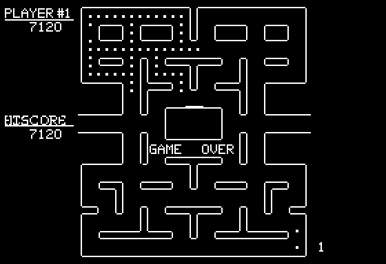 Taxman (Apple II) screenshot: Game Over (B&W)