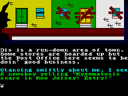 Bugsy (ZX Spectrum) screenshot: Run-down area