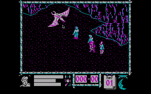 Where Time Stood Still (DOS) screenshot: Watch out for dinosaurs.