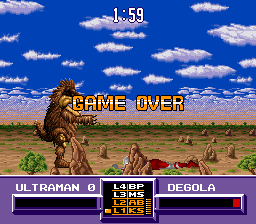 Ultraman (SNES) screenshot: Game over