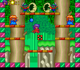 Pop'n Magic (TurboGrafx CD) screenshot: Stages get progressively harder and more complex in each world