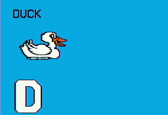 Stickybear: ABC (Apple II) screenshot: D (x1): Duck