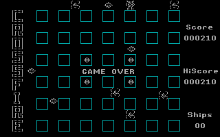 Crossfire (PC Booter) screenshot: Game Over (CGA with RGB monitor)