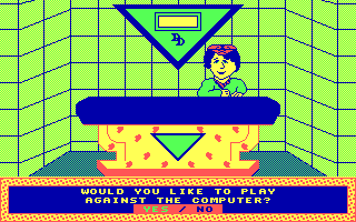 Double Dare (DOS) screenshot: Setup against computer? (CGA original)