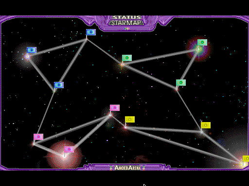 AmoebArena (Macintosh) screenshot: The starmap