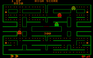 Pac-Man (PC Booter) screenshot: 300 points of Fruits (in the 2nd Round)