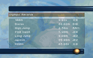 Olympic Games: Atlanta 1996 (DOS) screenshot: Olympic Records