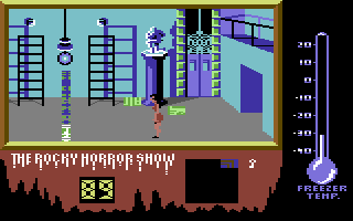 The Rocky Horror Show (Commodore 128) screenshot: Room with force field