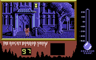 The Rocky Horror Show (Commodore 128) screenshot: Entering the castle