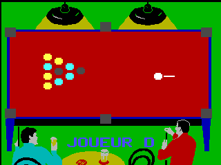Pocket Billiards! (Videopac+ G7400) screenshot: Left Player (Joueur D) starts an 8-ball game.