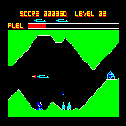 Deathstrike (Sinclair QL) screenshot: Later levels don't make flying that easy