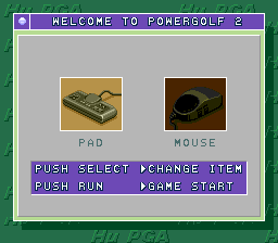 Hu PGA Tour: Power Golf 2 - Golfer (TurboGrafx CD) screenshot: Choose your controller! Mouse is supported