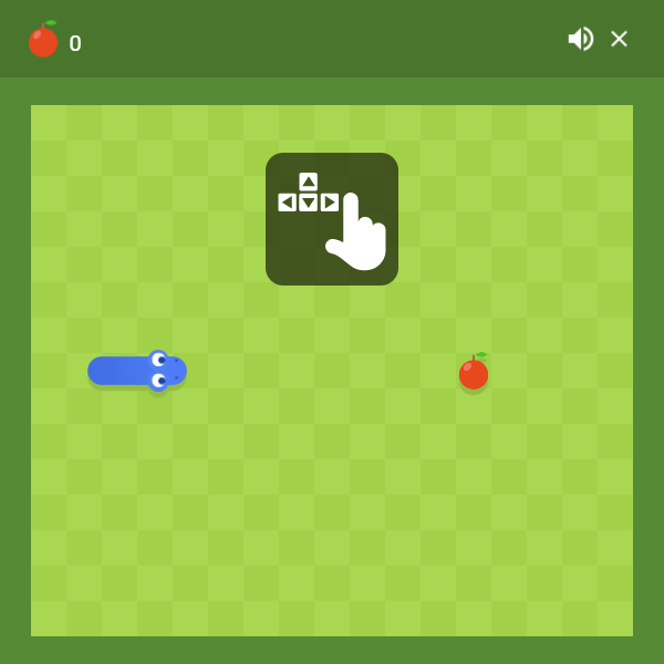 Snake (Browser) screenshot: Starting the game will explain the controls until you press the arrow keys.