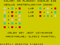 Magiczne Krzyże (ZX Spectrum) screenshot: Instructions