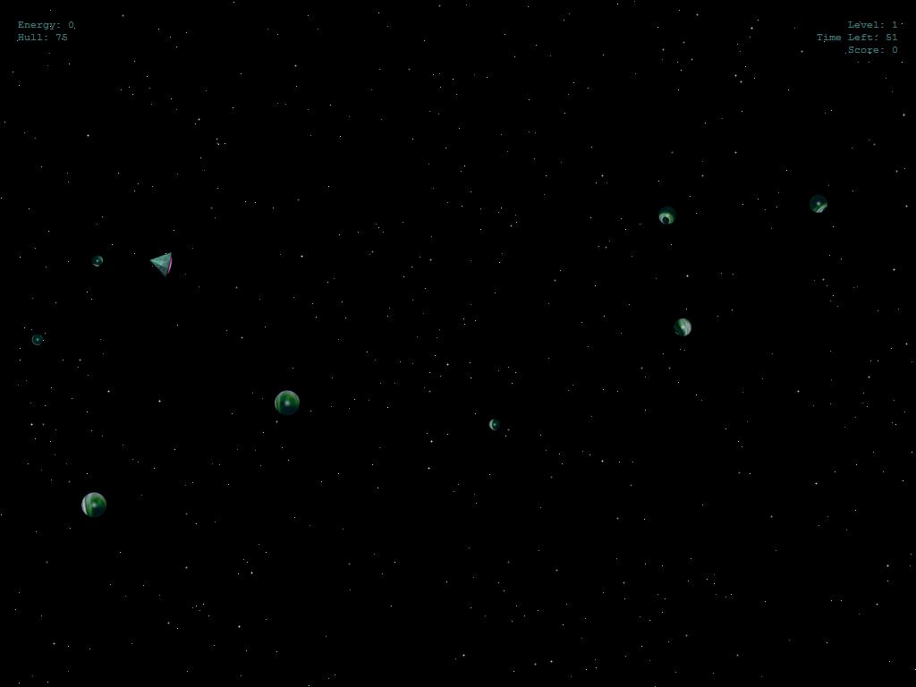 Dreamstars (Windows) screenshot: Flying around in the company of some asteroids