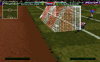 Striker '96 (DOS) screenshot: In the Net! Replay Mode.