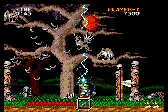 Ghouls 'N Ghosts (SuperGrafx) screenshot: Using a spell to kill several enemies at once