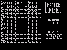 Master Mind (ZX Spectrum) screenshot: Numbers version
