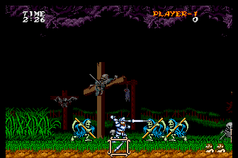 Ghouls 'N Ghosts (SuperGrafx) screenshot: Traditionally, the game starts at a cemetery