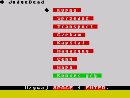 Handel Zagraniczny (ZX Spectrum) screenshot: Main menu