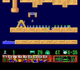 Lemmings (TurboGrafx CD) screenshot: From this point on you are on your own - jobs are distributed evenly, 20 lemmings each