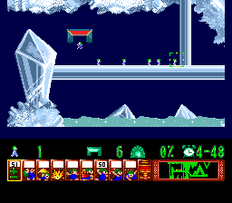 Lemmings (TurboGrafx CD) screenshot: Beautiful crystal level. Some mining might be helpful