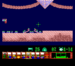 Lemmings (TurboGrafx CD) screenshot: Builders can solve this level if anything else fails