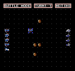 DAIVA Story 6: Nirsartia no Gyokuza (NES) screenshot: Moving a ship when in Battle mode