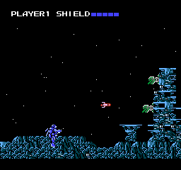 DAIVA Story 6: Nirsartia no Gyokuza (NES) screenshot: A missile has been deployed at this part of the stage