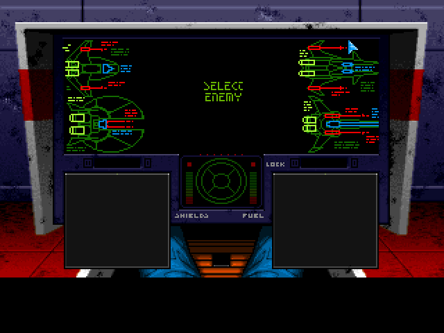 Wing Commander (FM Towns) screenshot: Enemy selection in training mode