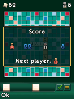 Scrabble (J2ME) screenshot: Score after first round