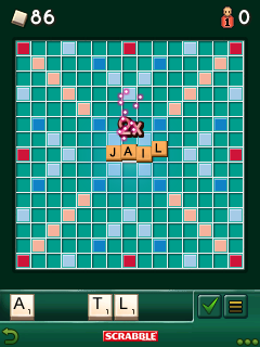 Scrabble (J2ME) screenshot: Laying out the first word