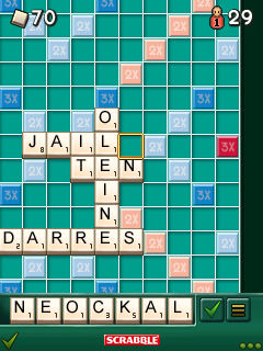 Scrabble (J2ME) screenshot: Zoomed in board