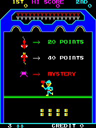 Cheeky Mouse (Arcade) screenshot: You get more points for mice if they are carrying cheese.