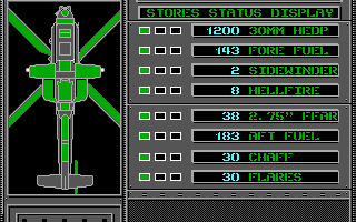 Gunship (DOS) screenshot: Stores Status Display