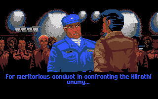 Wing Commander (Amiga) screenshot: An award ceremony.