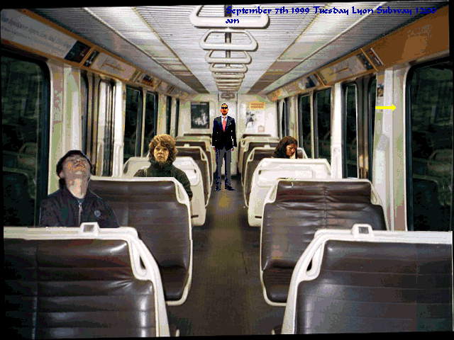 The Devil's Shroud: Part II (Windows) screenshot: Inside a subway train