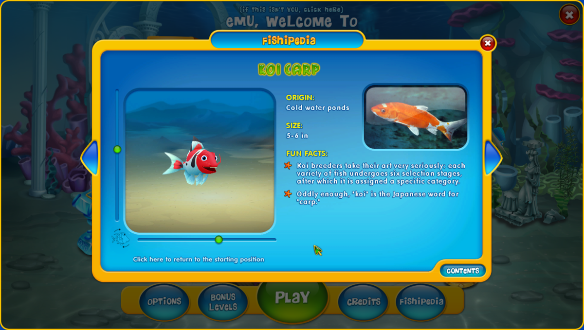 Fishdom: Depths of Time (Windows) screenshot: The Fishipedia is back with some new fish...