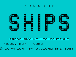 Ships (ZX Spectrum) screenshot: Title screen