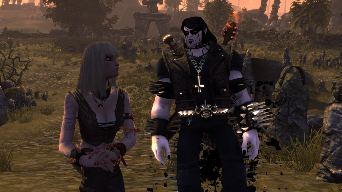Brütal Legend (Windows) screenshot: Eddie Riggs and Lita Halford (after the end of the story)