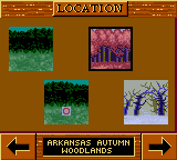 Deer Hunter (Game Boy Color) screenshot: Locations you can hunt
