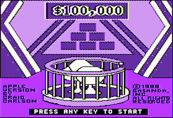 The $100,000 Pyramid (Apple II) screenshot: Title screen