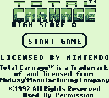 Total Carnage (Game Boy) screenshot: Title screen