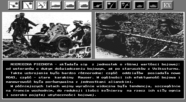 Ardeny (DOS) screenshot: Mini encyclopedia - German troops