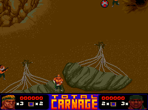 Total Carnage (Amiga) screenshot: Game start (ECS)