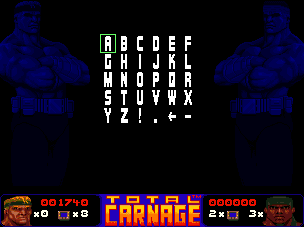 Total Carnage (Amiga) screenshot: Enter your name (ECS)