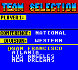 Joe Montana Football (Game Gear) screenshot: Choose your and the computer's team (several screens).