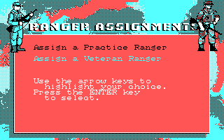 Airborne Ranger (DOS) screenshot: Highlight your choice (CGA Original)